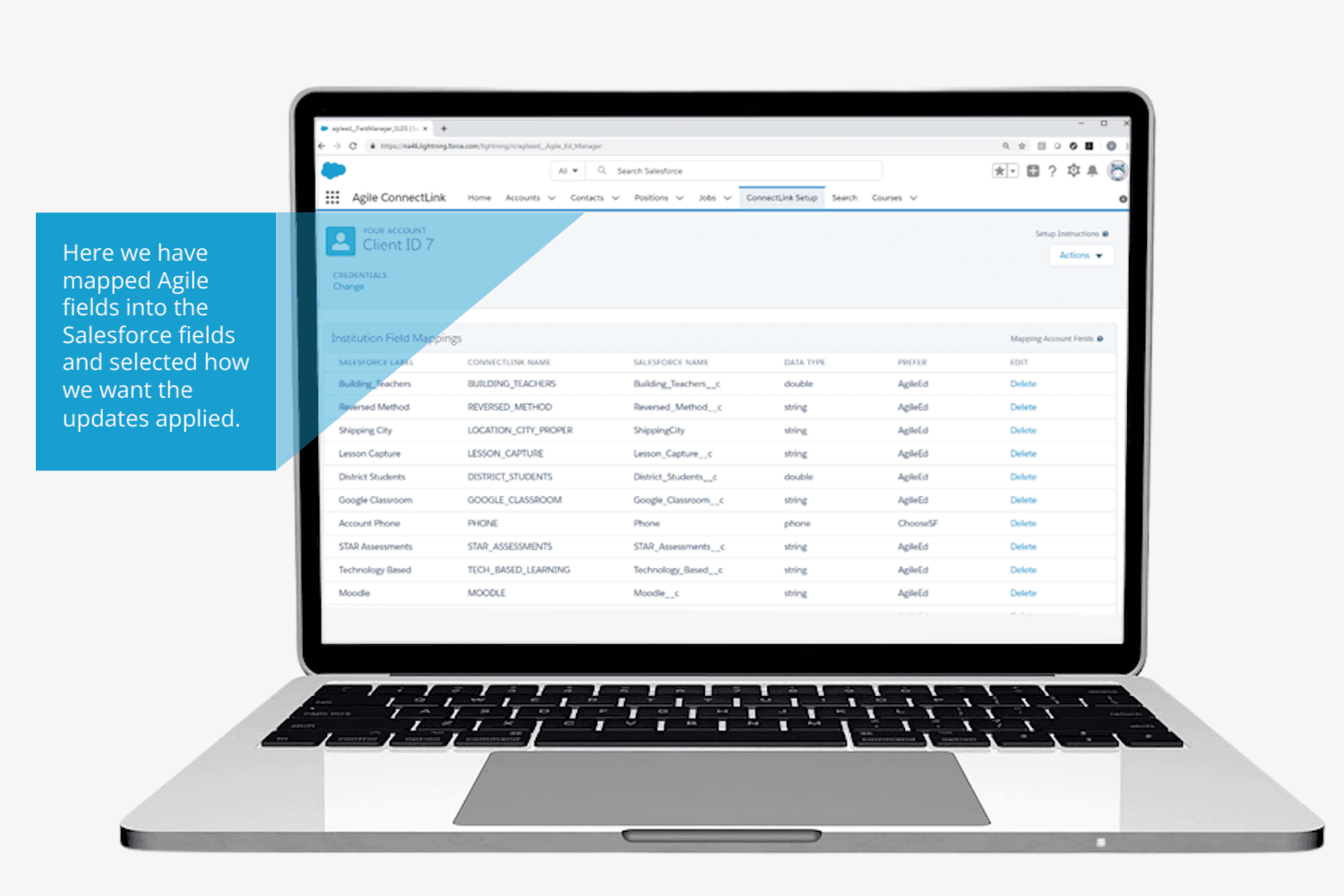 Here we have mapped Agile fields into the Salesforce fields.
