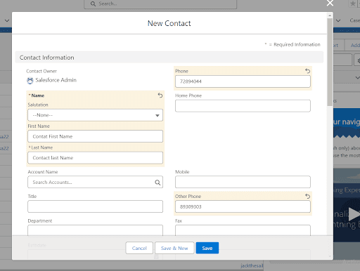 Contact/Customer creation