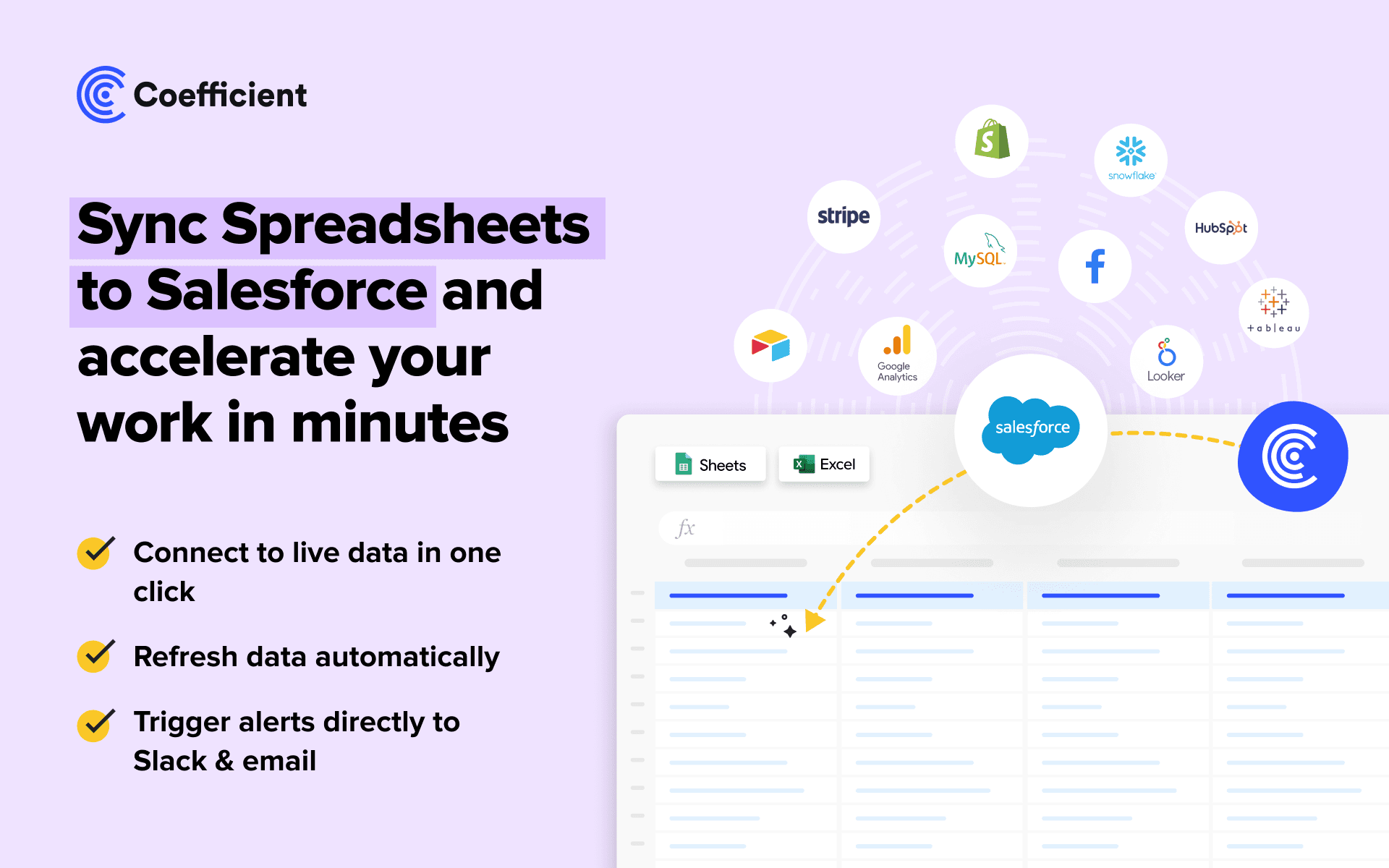 Sync Salesforce to Google Sheets or Excel and keep your data live in spreadsheets