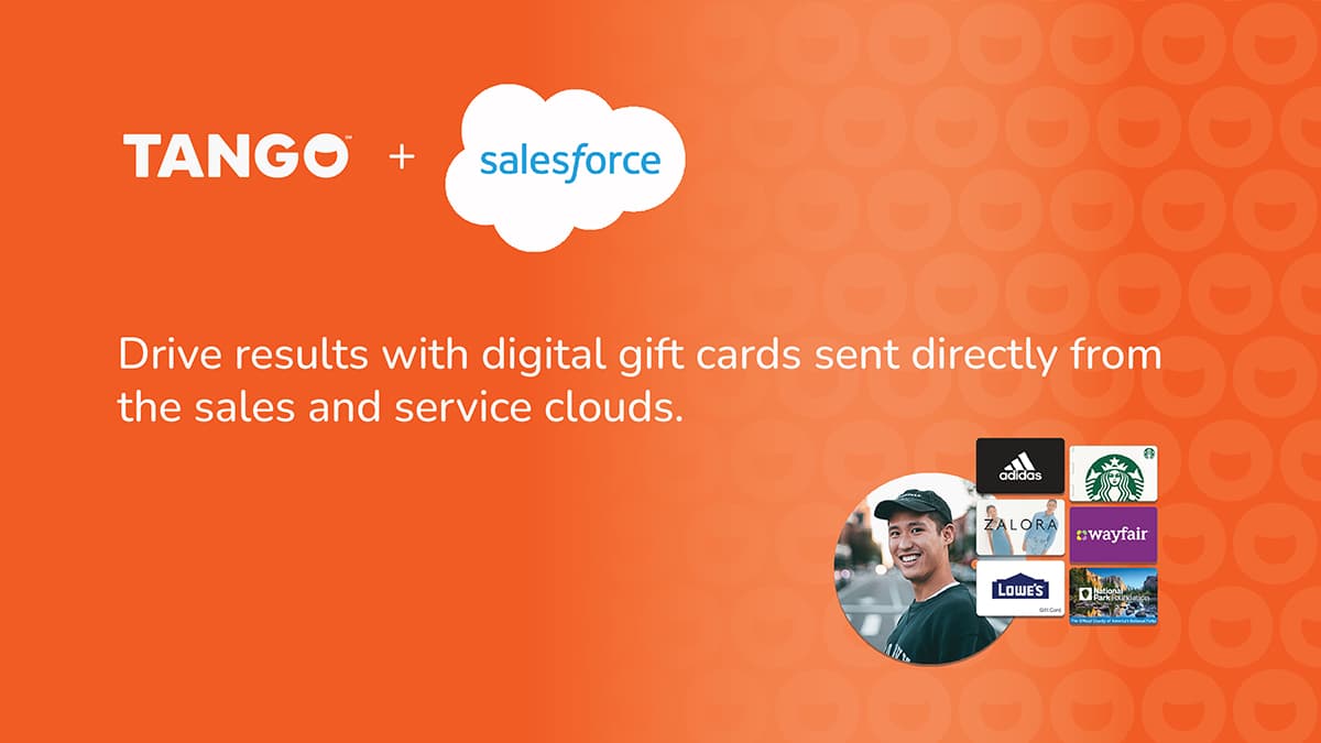 Send digital gift cards instantly, directly, and automatically from Salesforce.