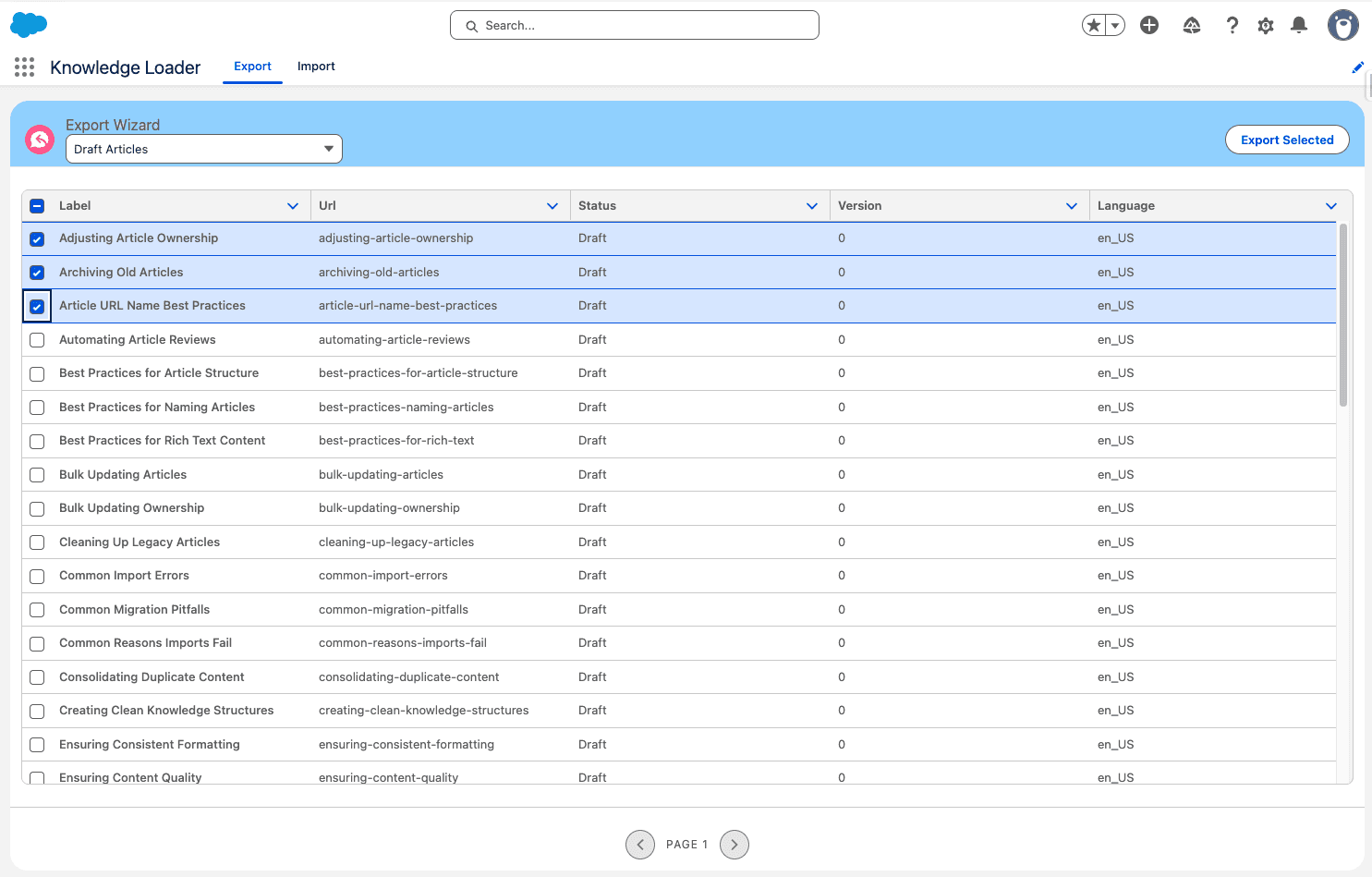 Export Wizard