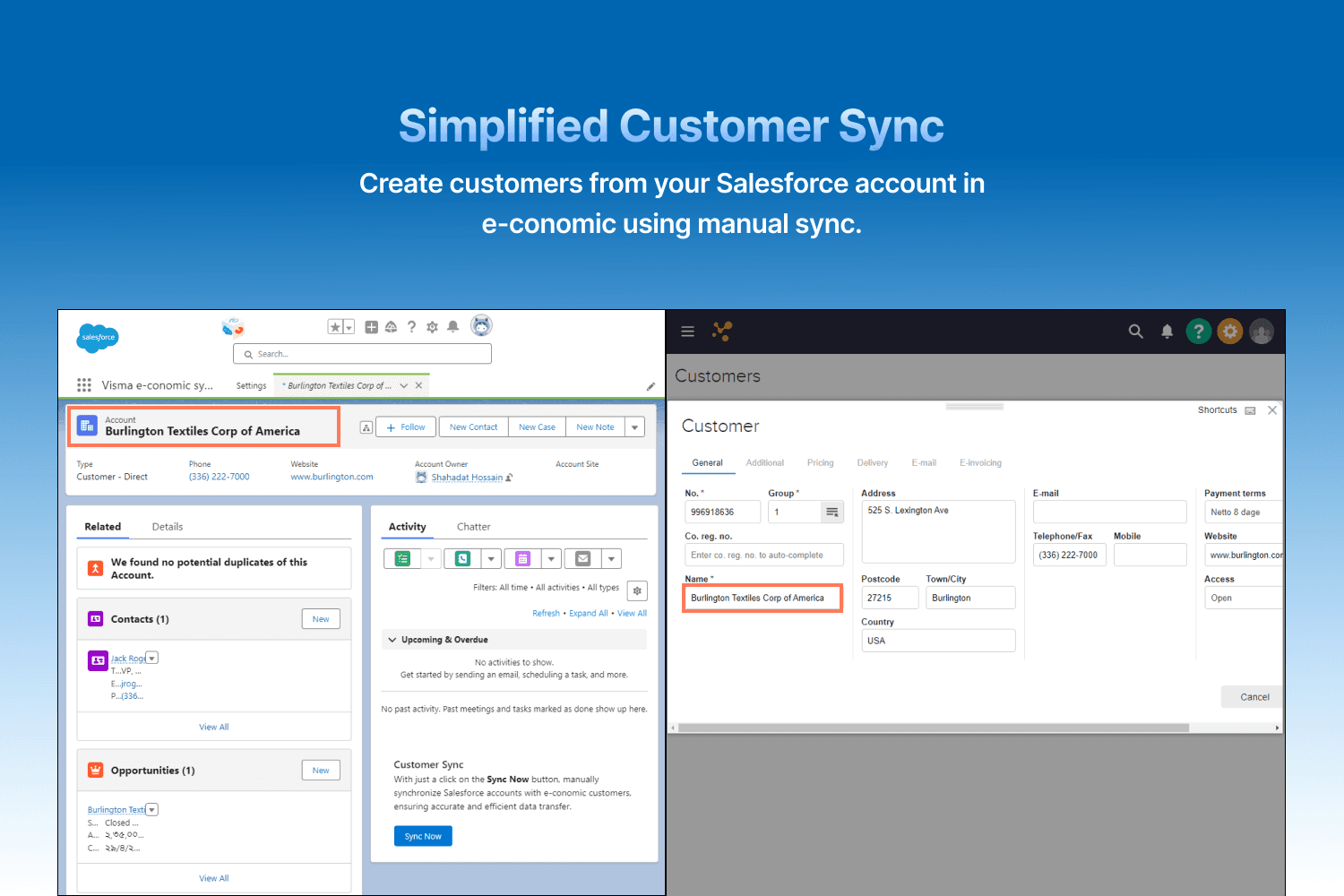 Simplified Customer Sync