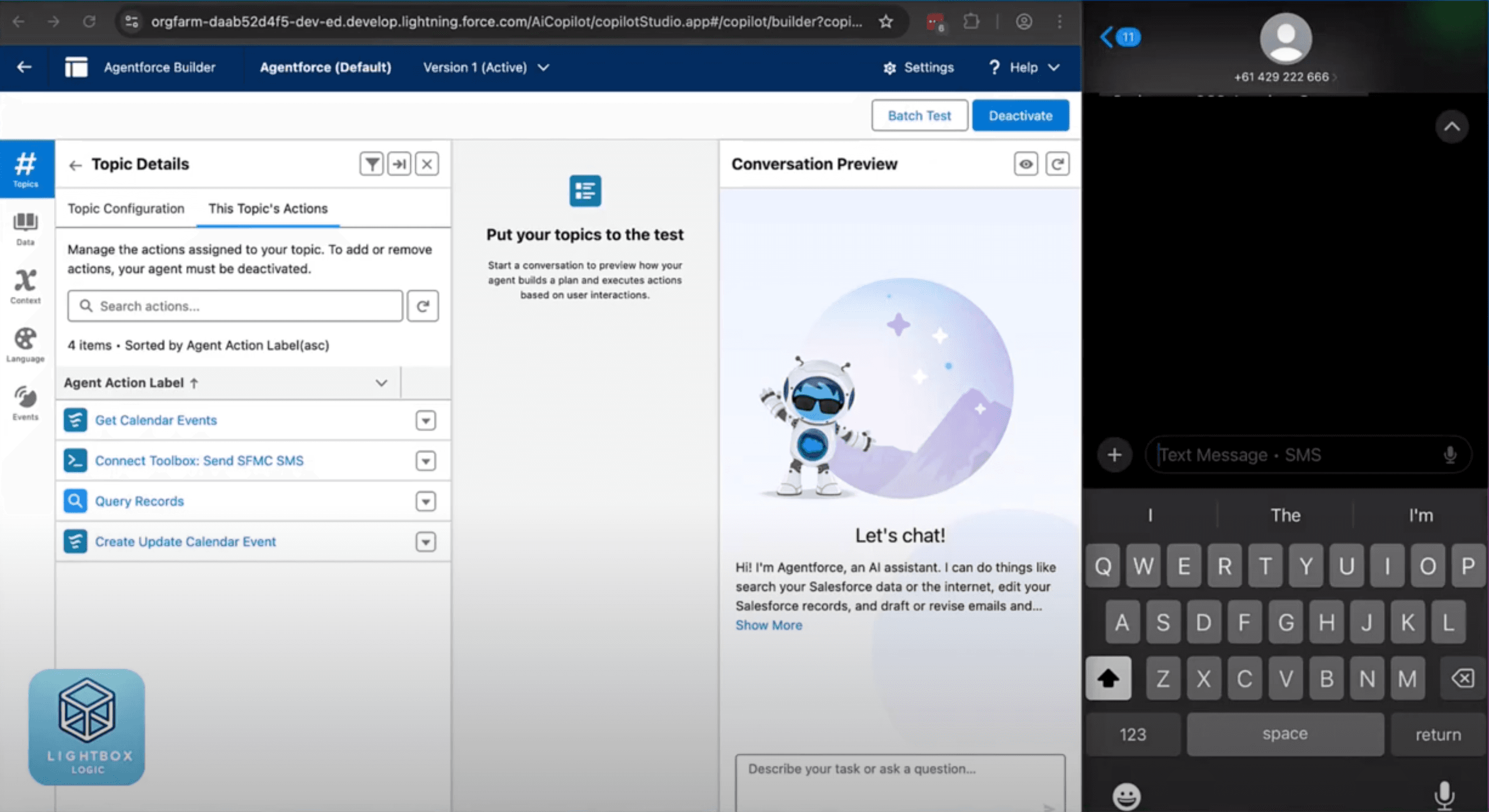 Lightbox Logic - Agentforce SMS 1