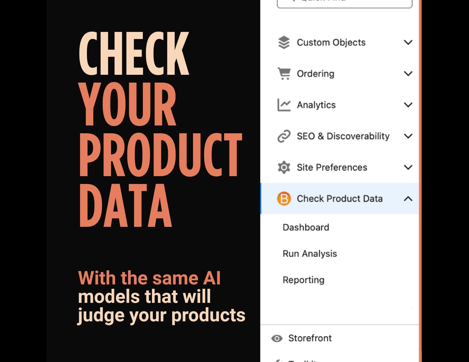 Check your product data with AI in business manager