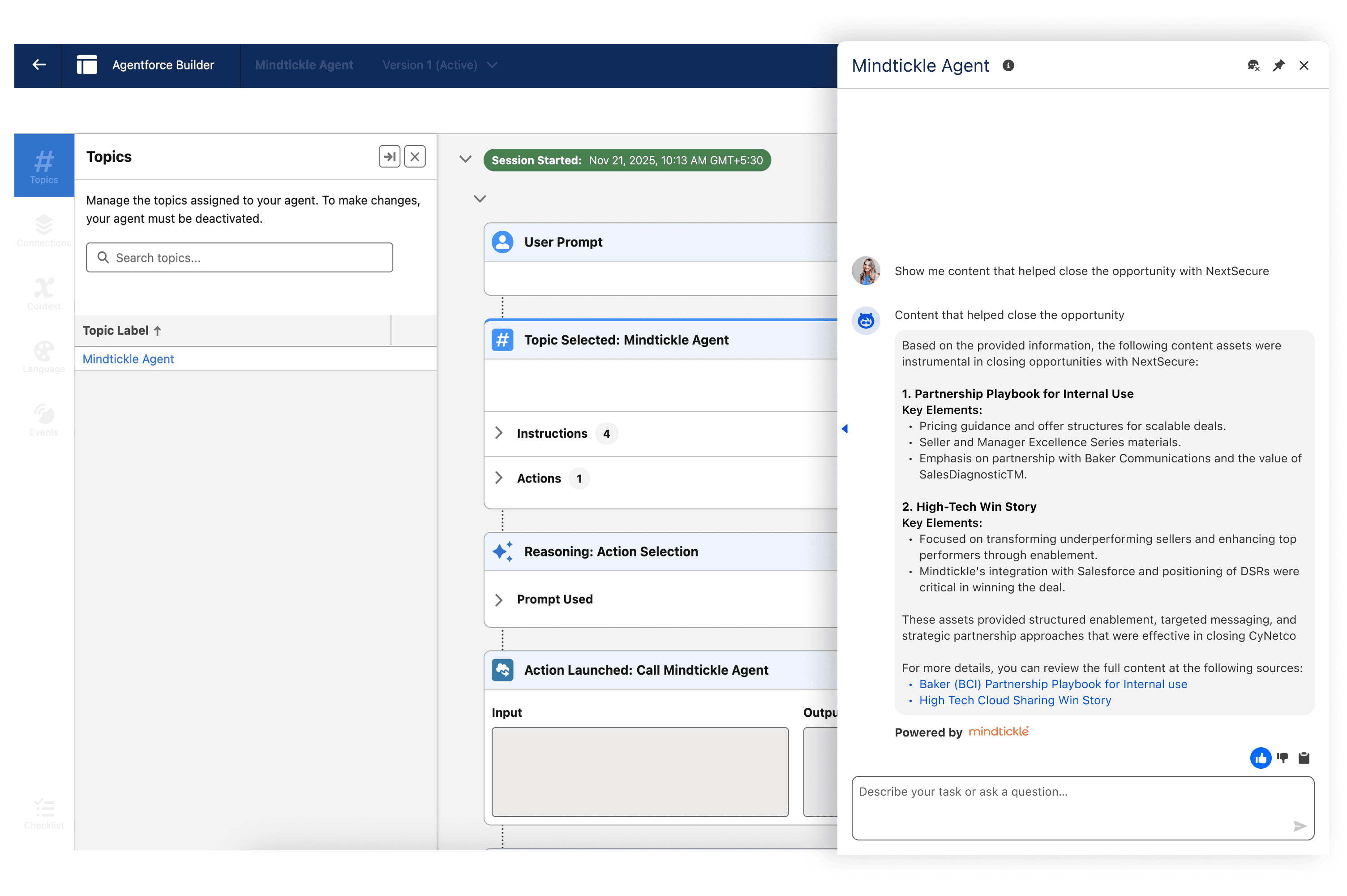Content recommendation Agent builder