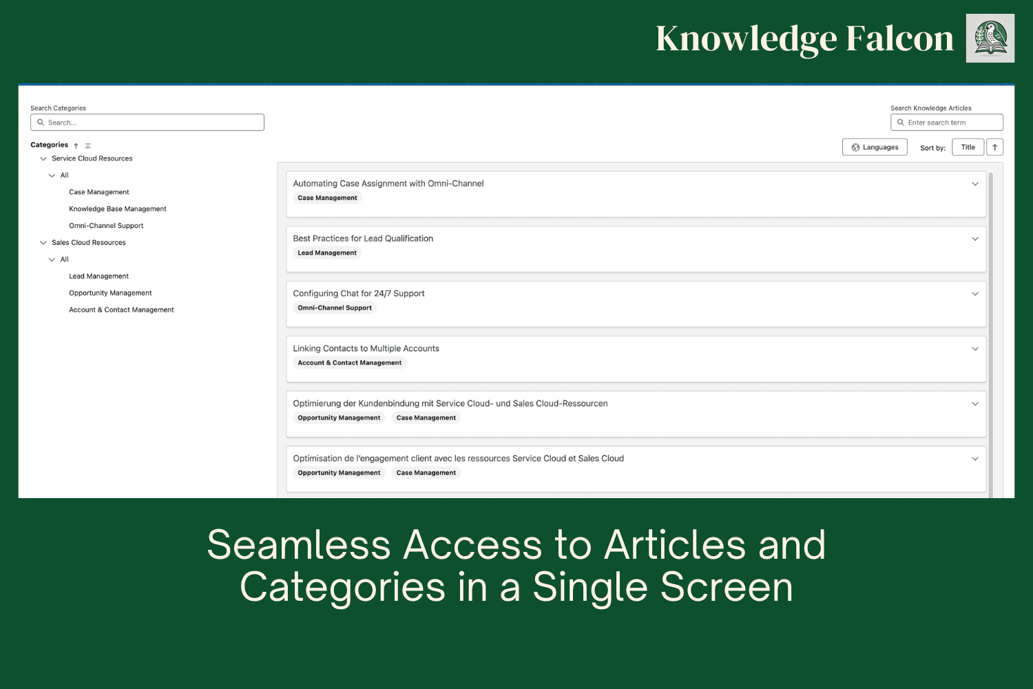 Seamless Access to Articles and Categories in a Single Screen