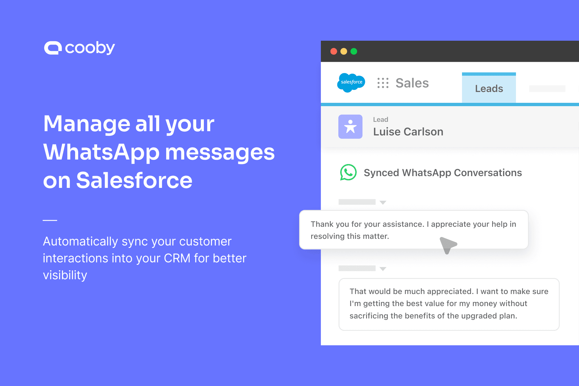 Manage all your WhatsApp messages on Salesforce