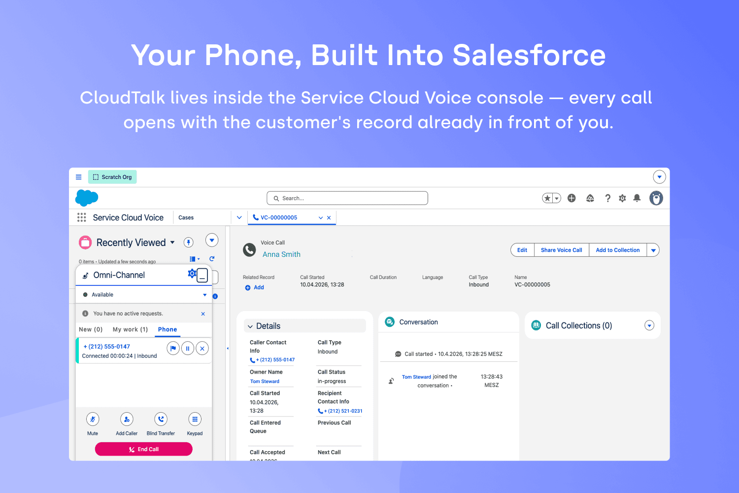 Your Phone, Built Into Salesforce Service Cloud Voice