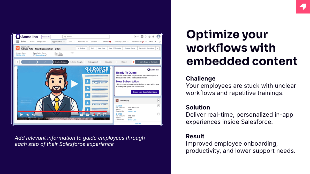 Optimize workflows with embedded content