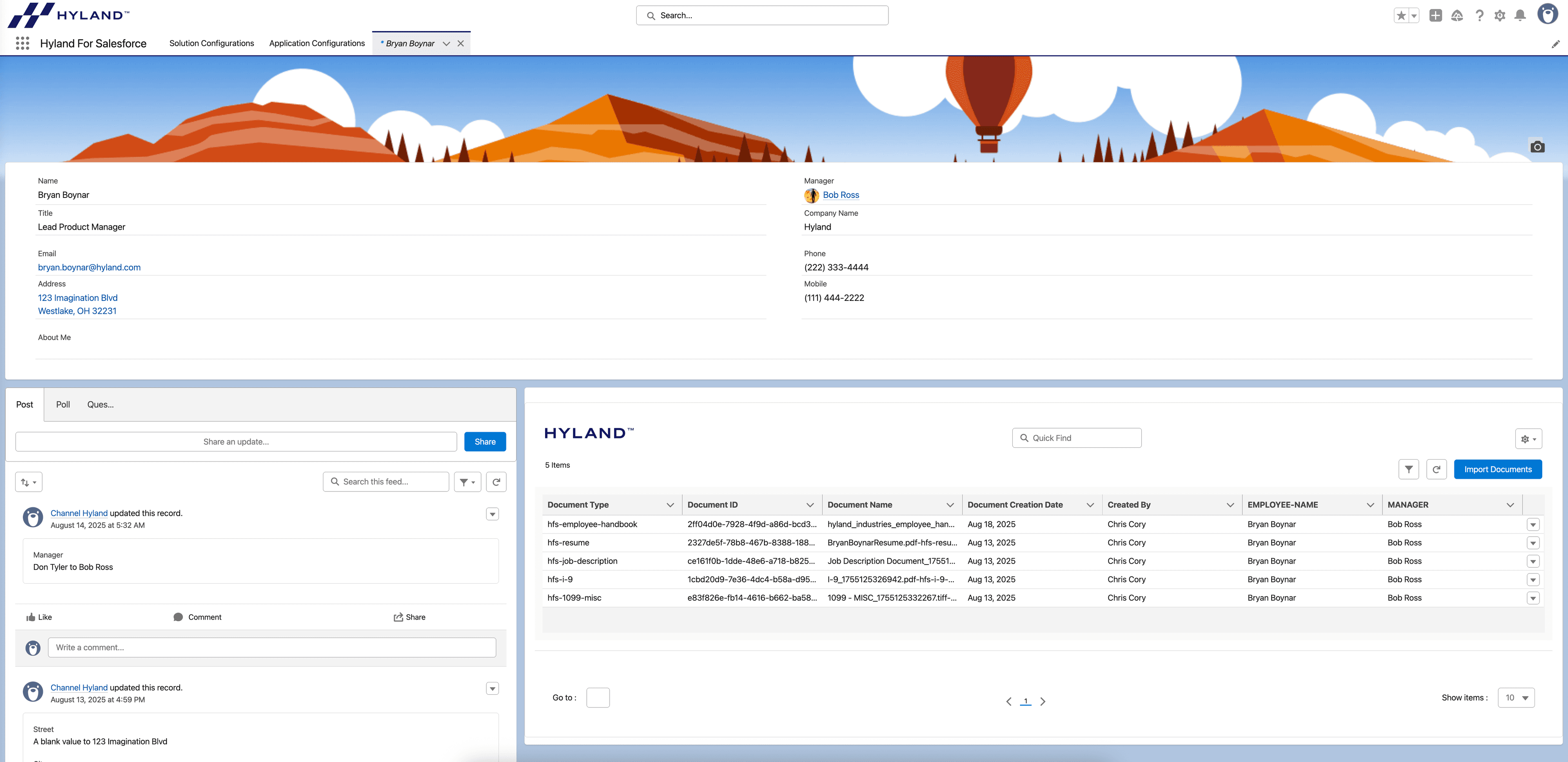 Contact View with Document List
