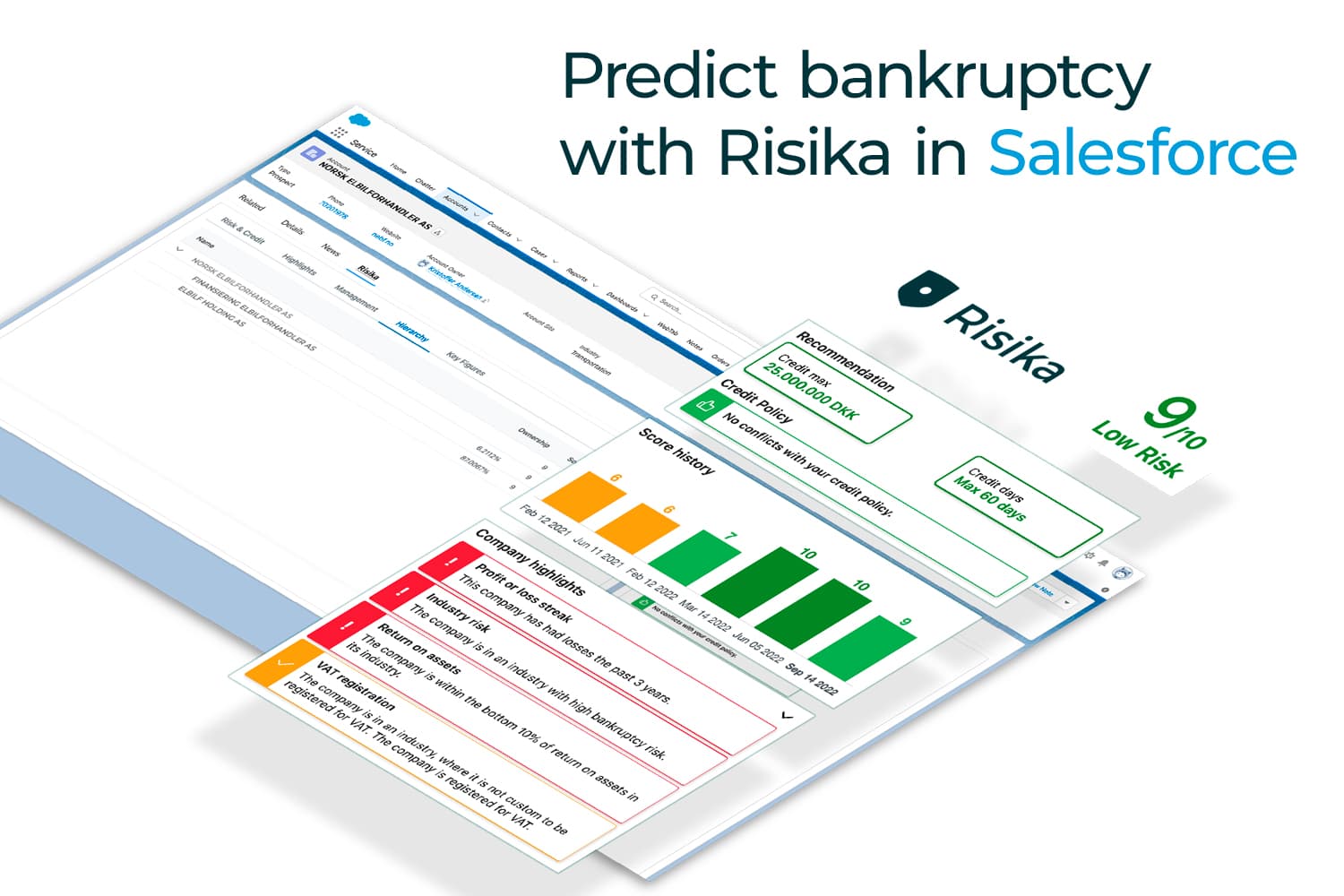 Risika offers modern credit assessment and bankruptcy predictions. This app integrates it seamlessly