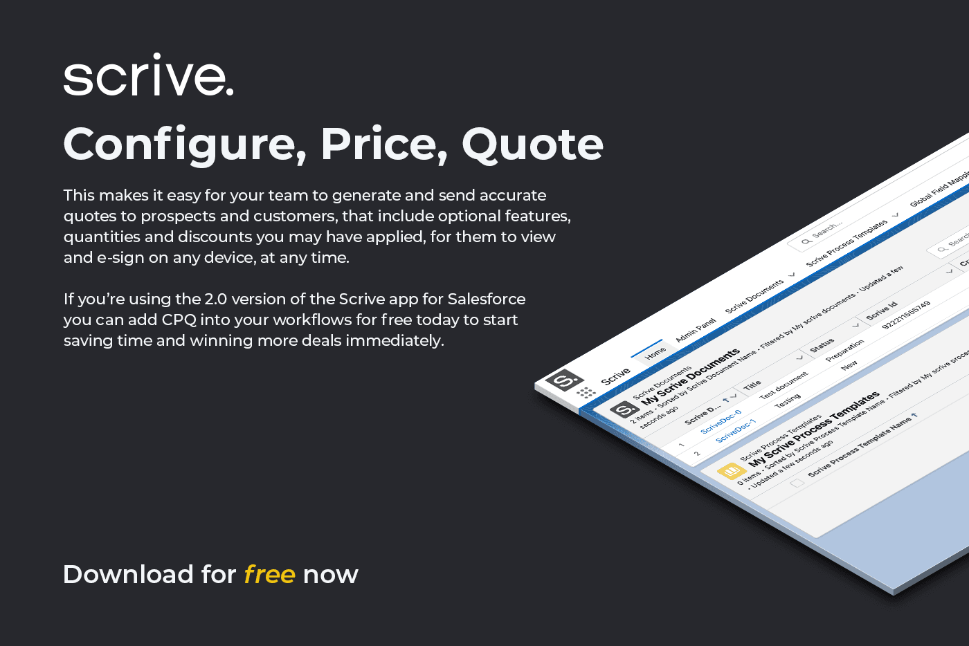 Speed up Salesforce deals with CPQ and Scrive eSign. Download for free now!