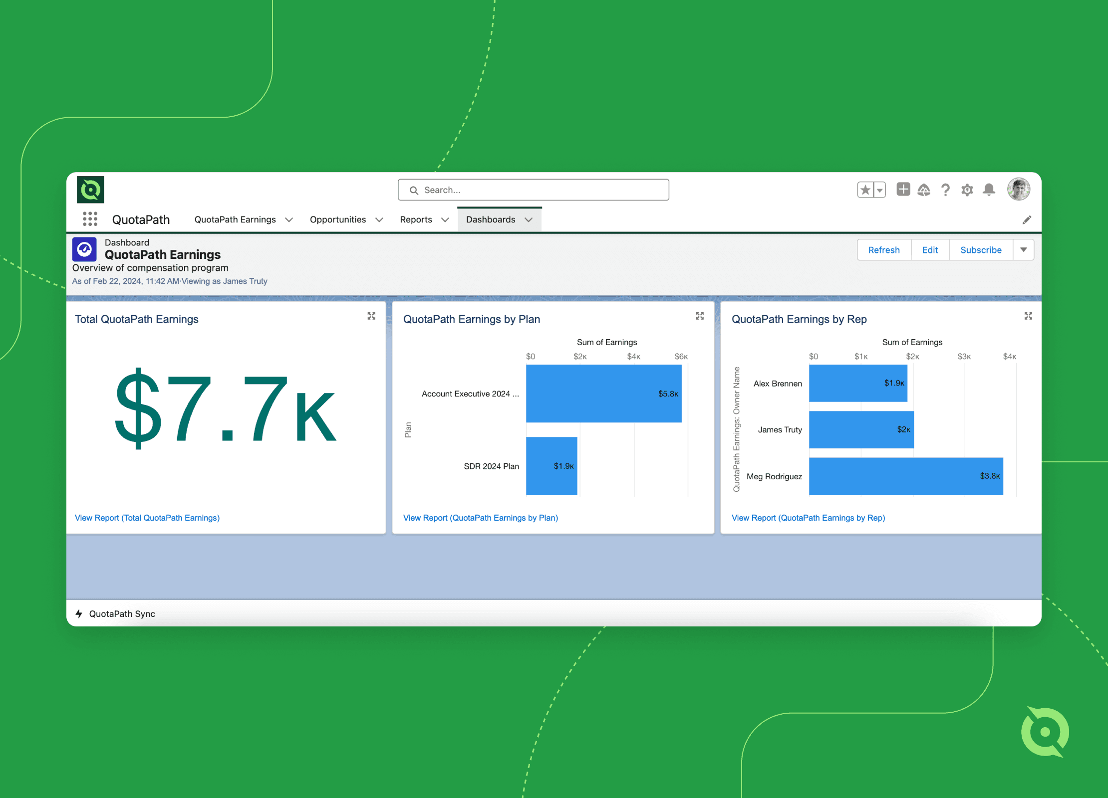 QuotaPath Earnings Dashboard