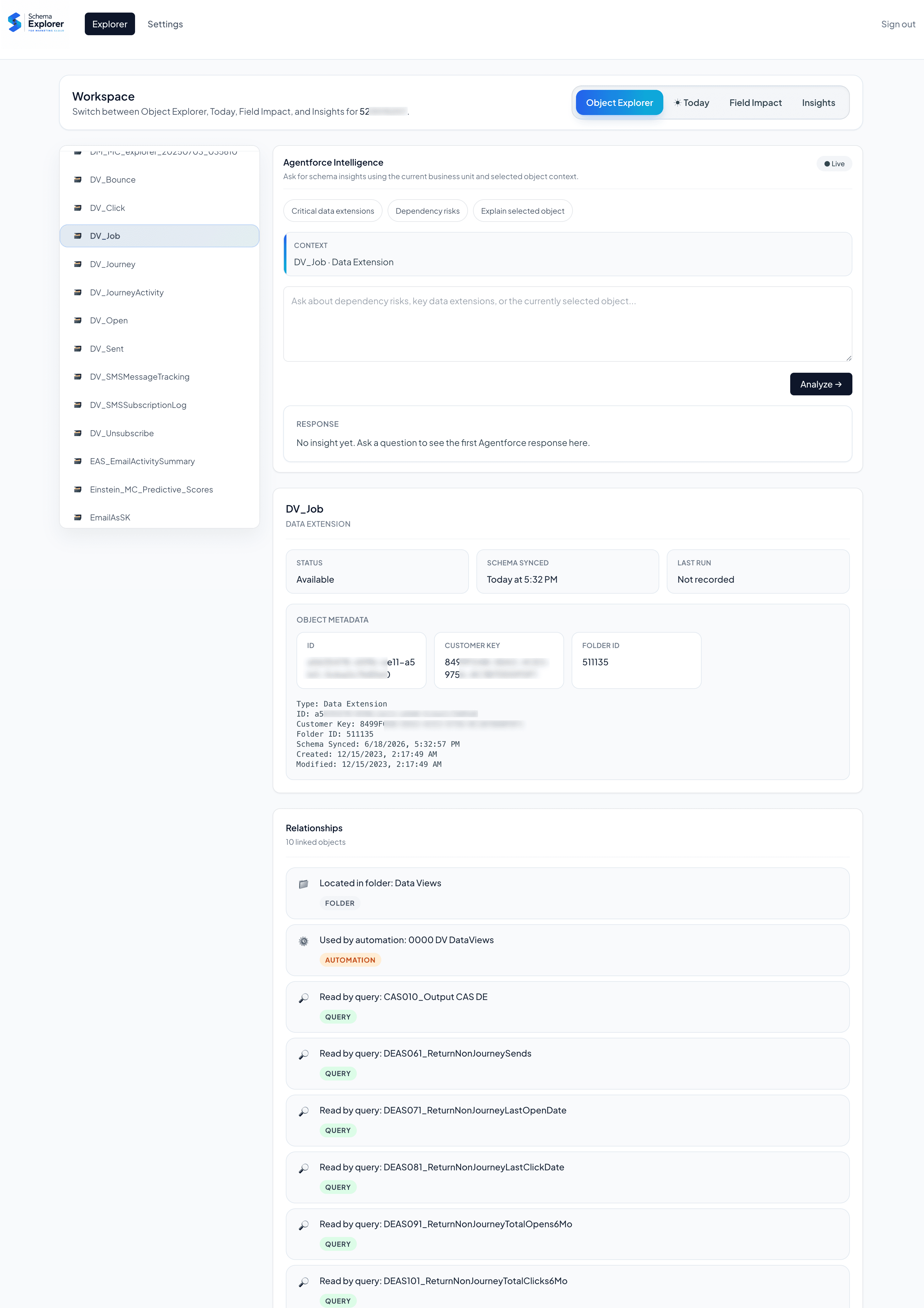 Dependency and Relationship View - Visualize how data extensions connect to journey and automations