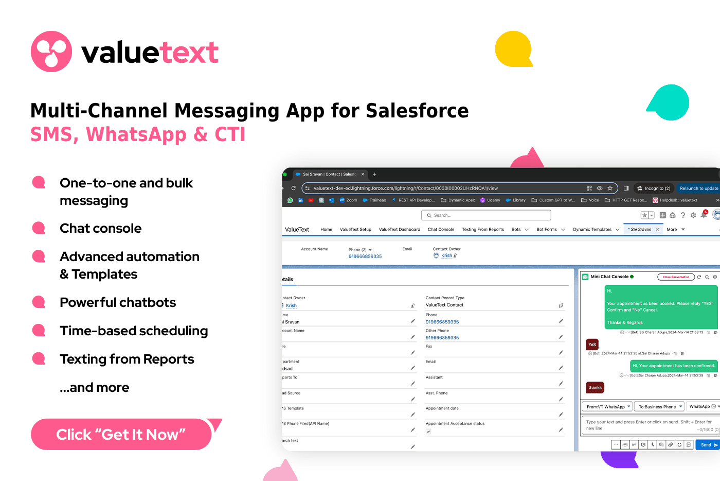 ValueText - Top-rated Messaging App for Salesforce (SMS, WhatsApp, CTI)