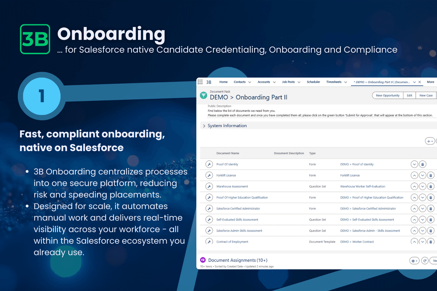 Salesforce-native onboarding, credentialing, and compliance - all in one platform