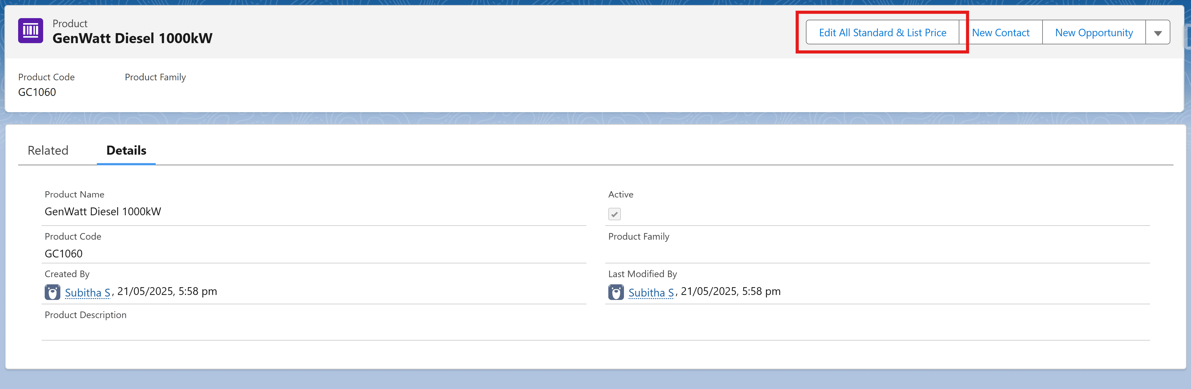 Custom Quick Action Button to edit all List Prices