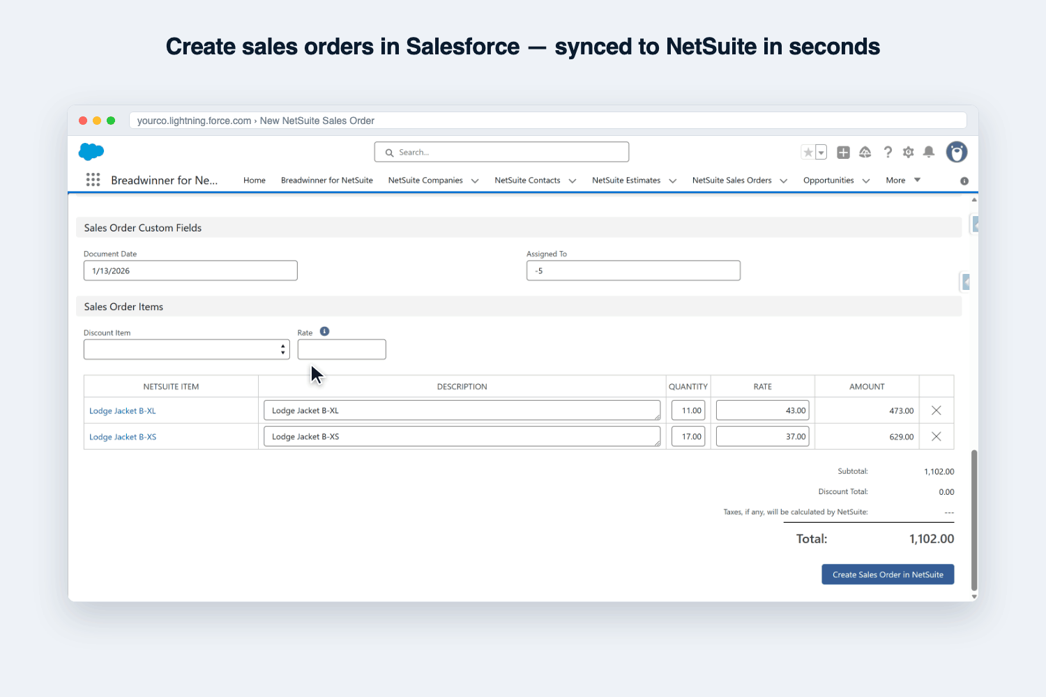 Sync from Salesforce to NetSuite