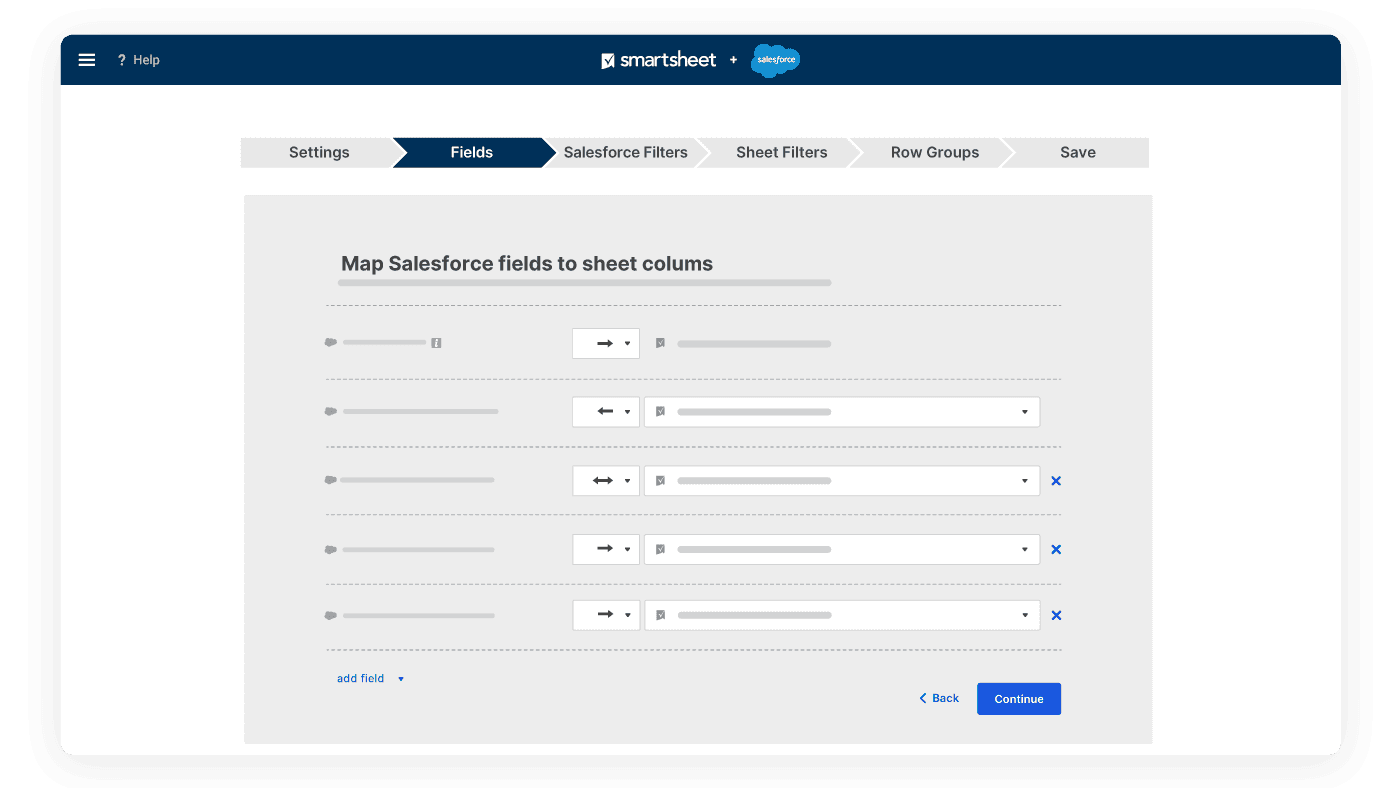 Sync Salesforce data to Smartsheet