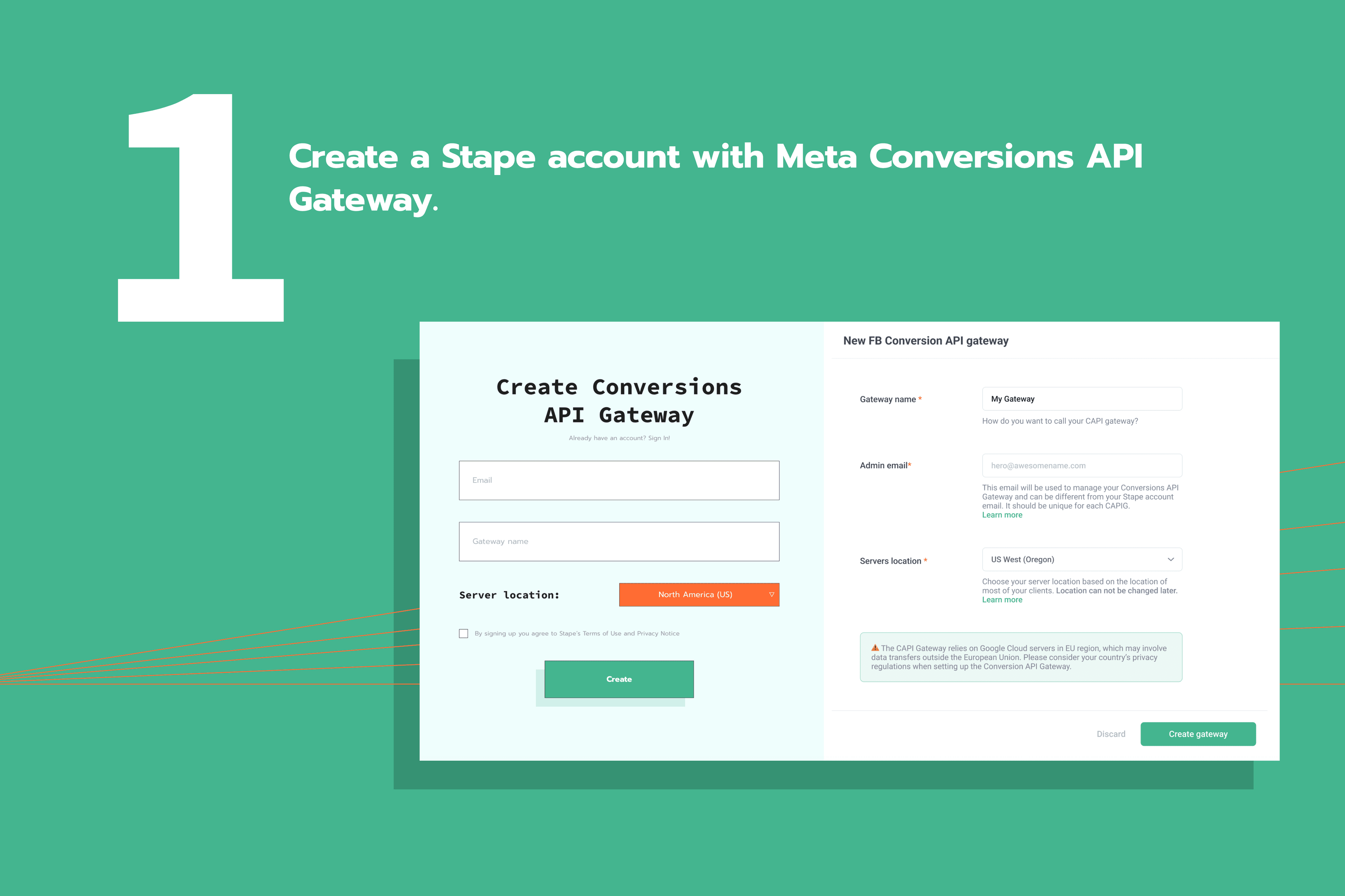 Step 1. Create a Stape account with Meta CAPI Gateway.