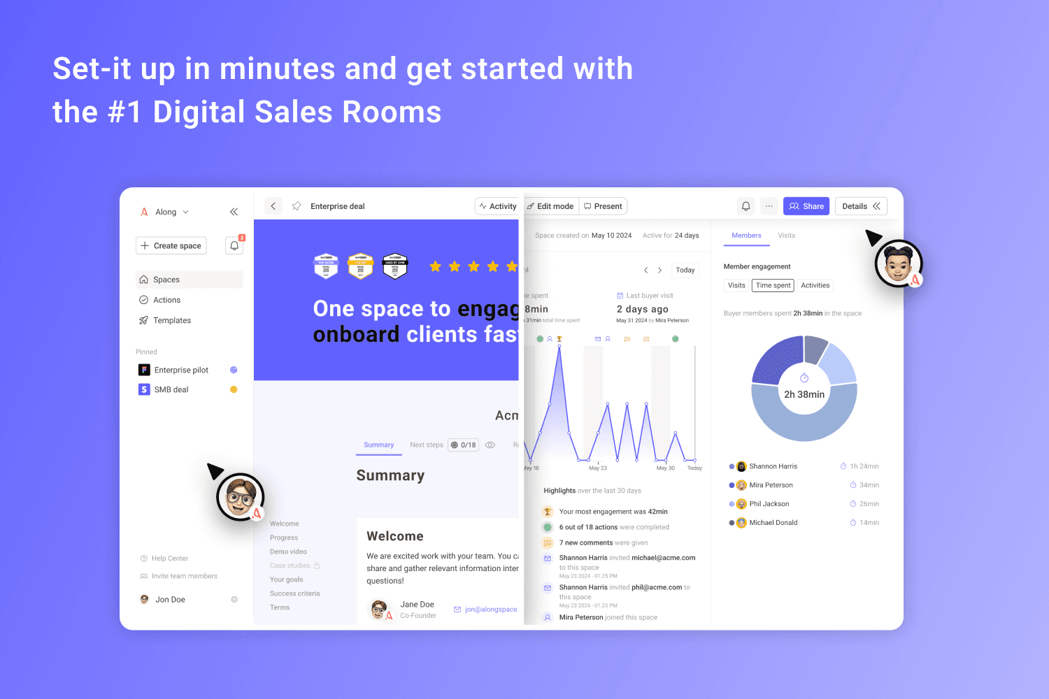 Set-it up in minutes and get started with the #1 Digital Sales Rooms