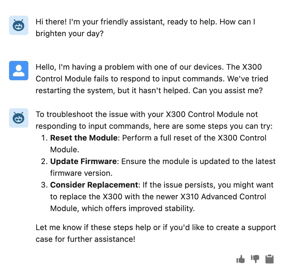 Agent provides 3-step X300 fix and proactively suggests X310 upgrade for better stability.