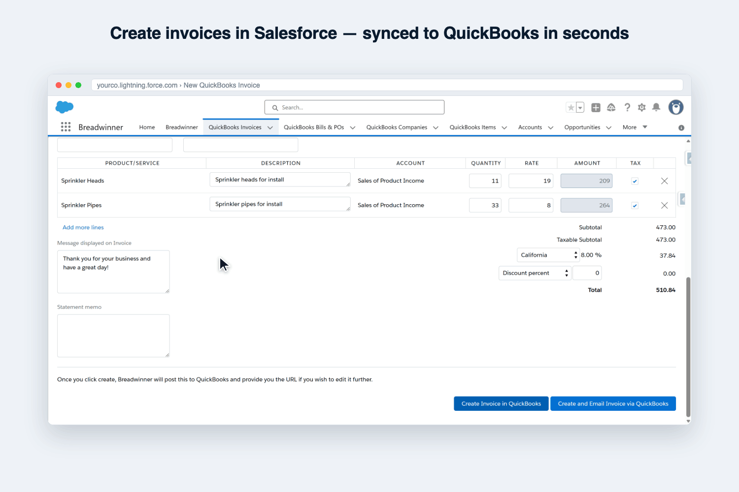 Salesforce to QuickBooks Sync