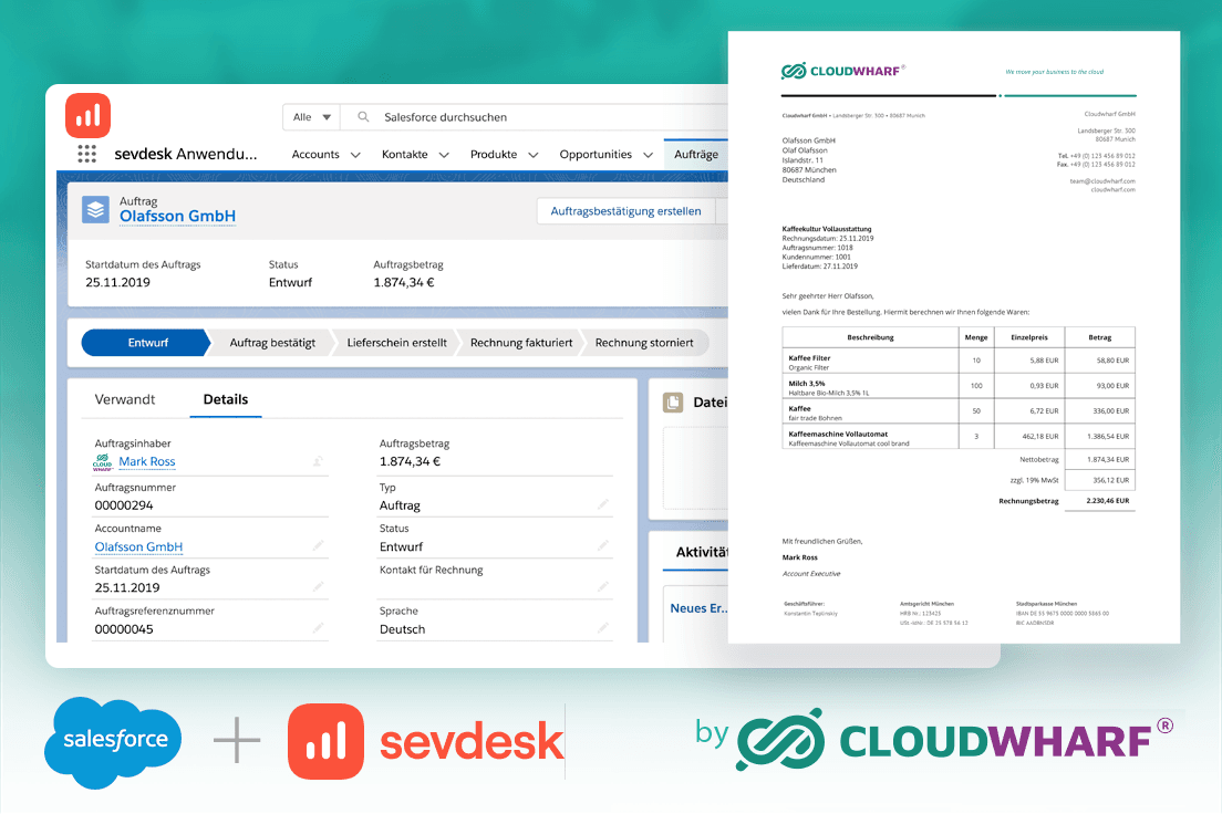 Generate invoices in Salesforce through sevdesk