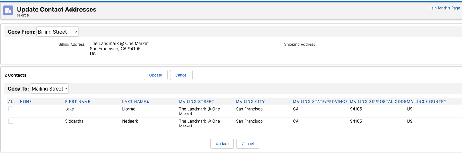 Show Account and Contact addresses