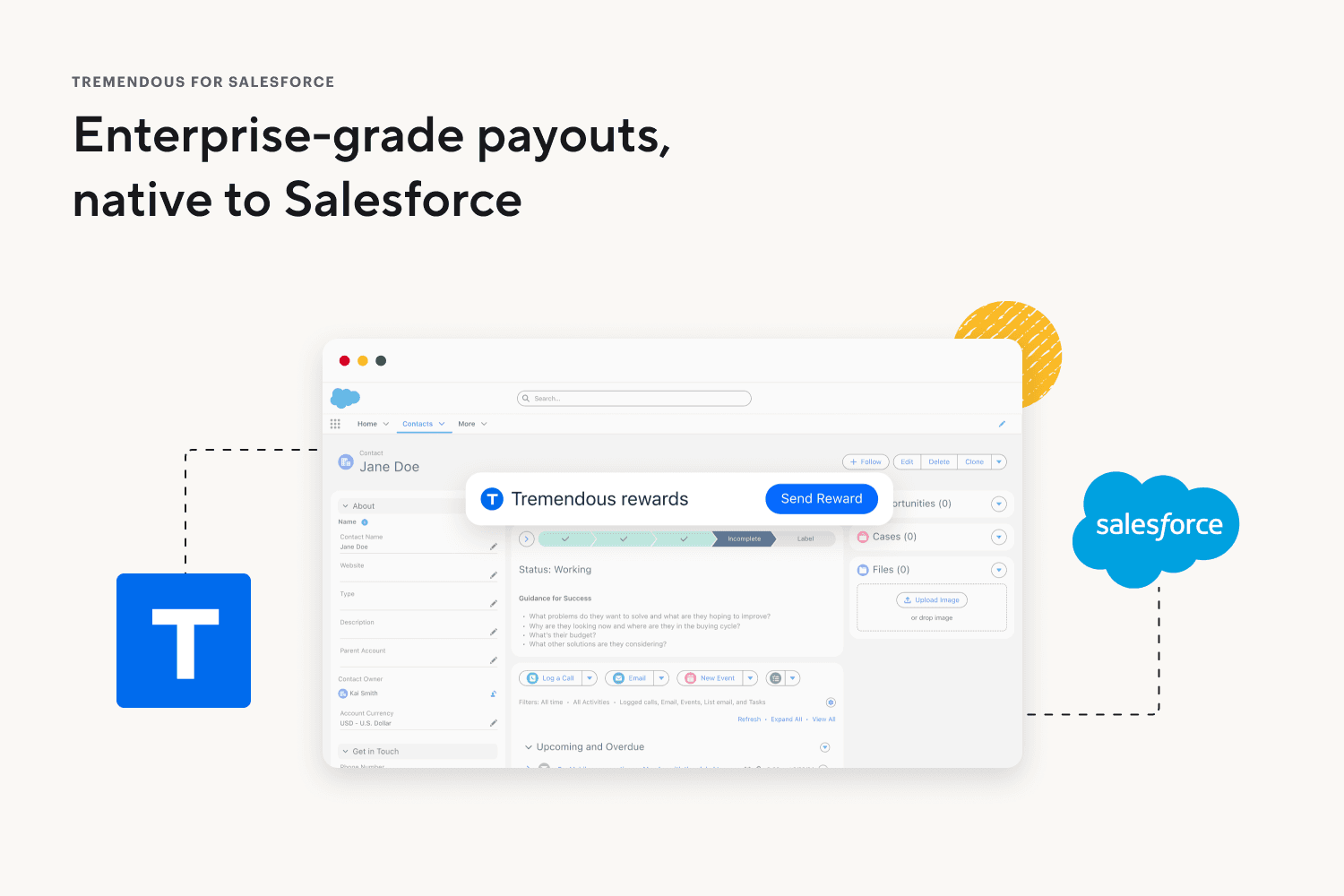 Send global rewards directly from Salesforce contacts, leads, and accounts without switching tools