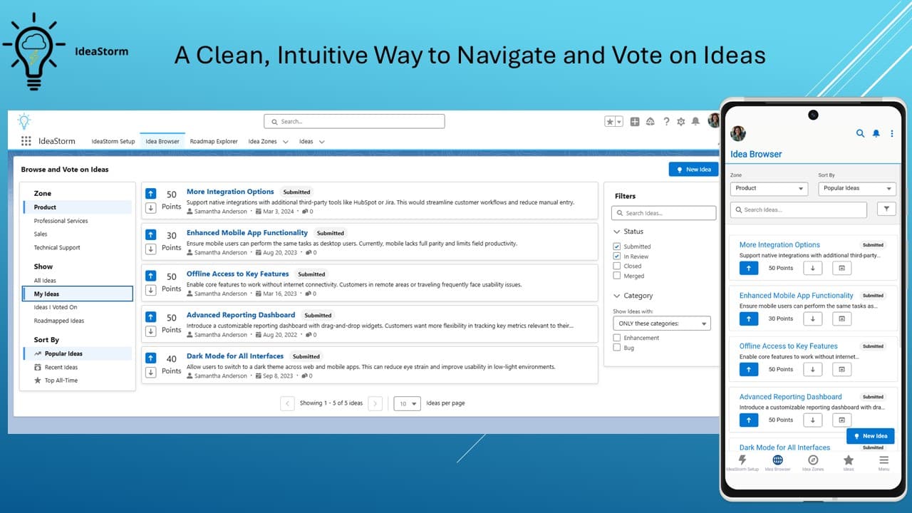 Easily find and vote on Ideas