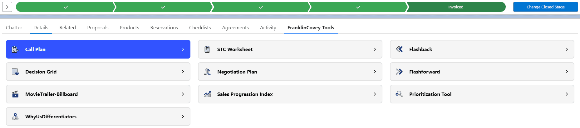 List of tools on the opportunity