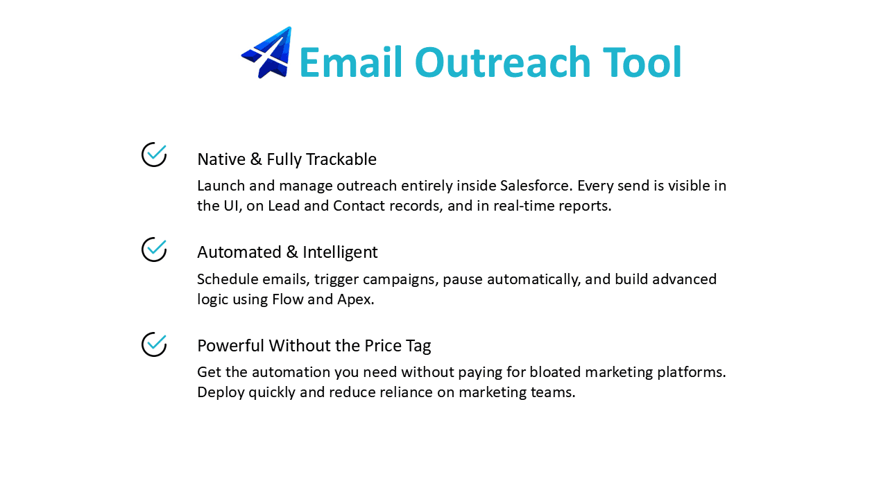 Email Outreach Tool delivers native Salesforce email automation with full visibility.