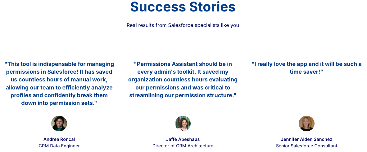 Salesforce Permissions Assistant Success Stories