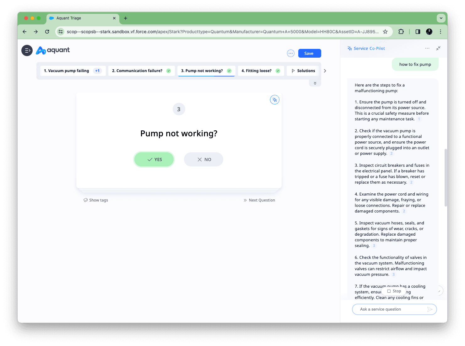 Service Co-Pilot Search Page