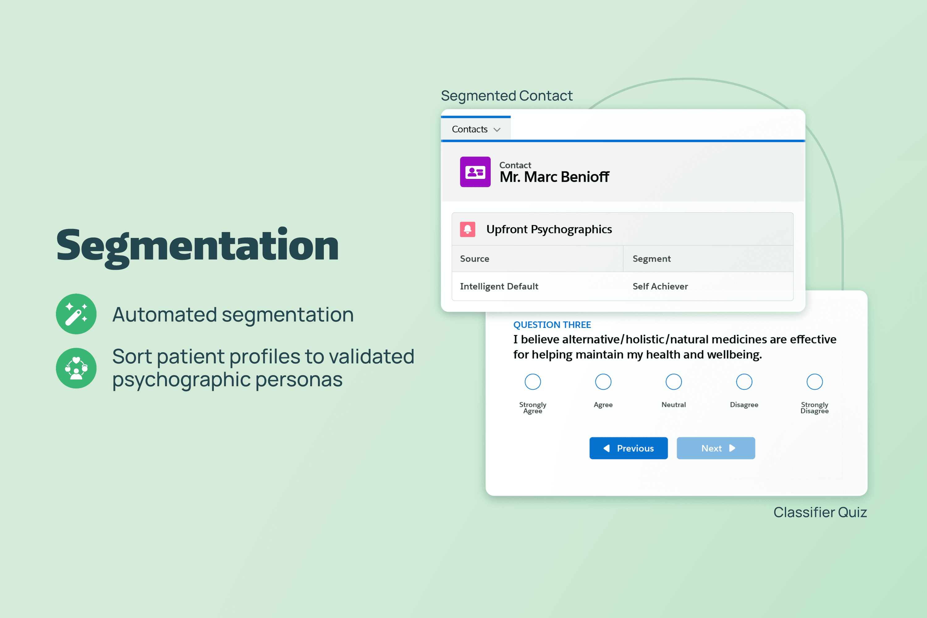 Automatically segment patient contacts.