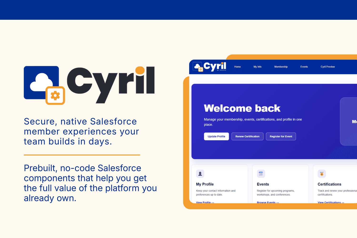 Cyril by Orchid: secure, native member experiences your team builds in days, no code required.