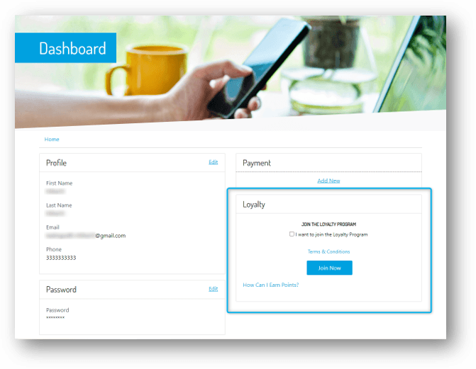 The customer can enroll in the Loyalty program from the My account.