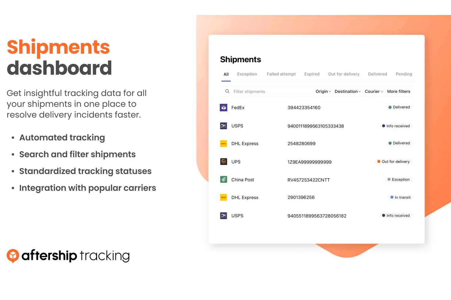 Shipment dashboard