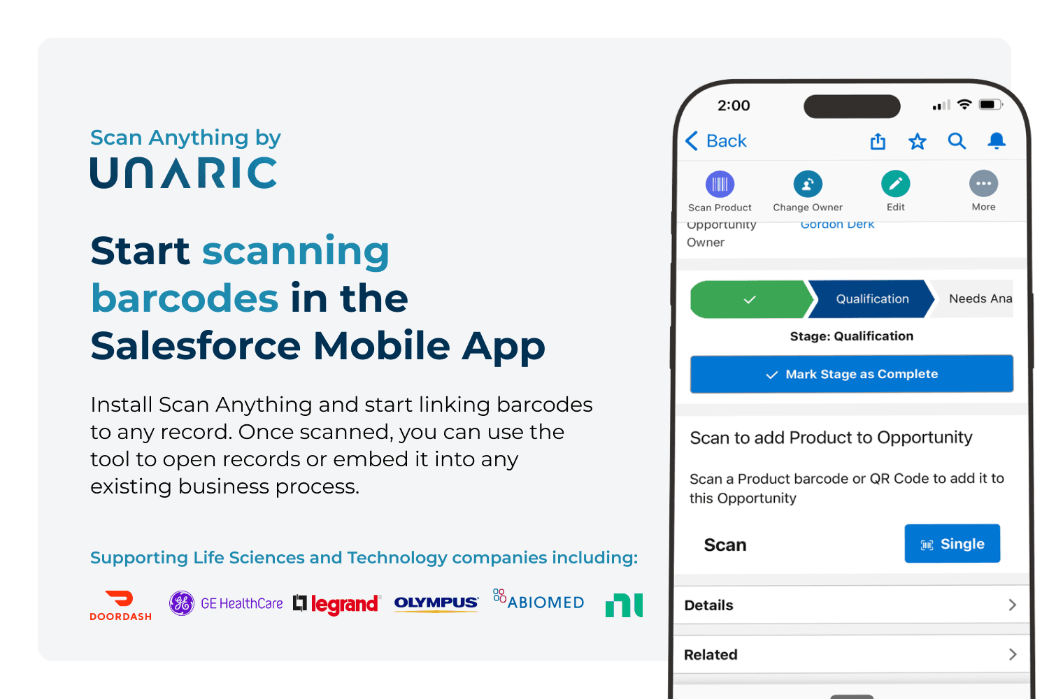 Scan barcodes in the Salesforce app within minutes