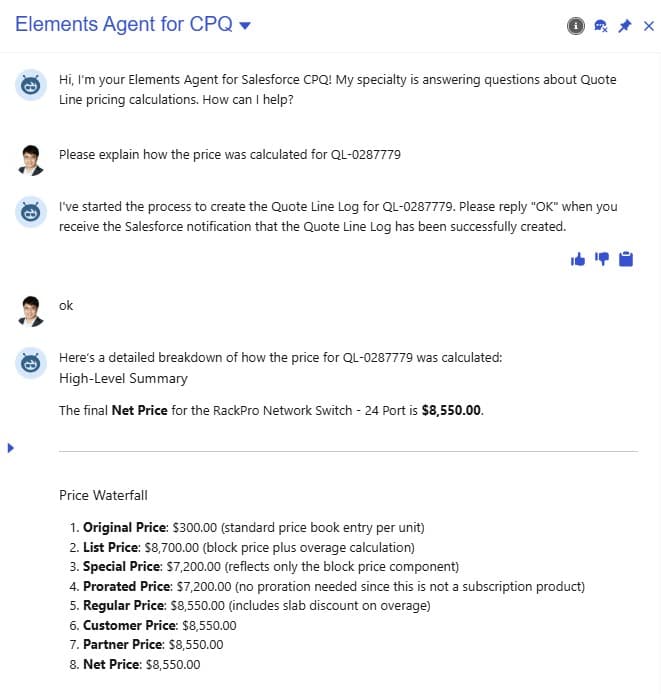 Block Pricing with Slab Discounts example with Price Waterfall