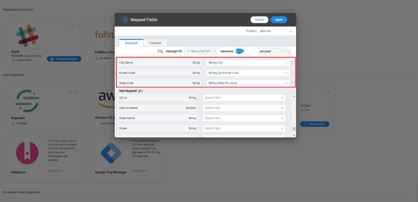 Mapped Fields for Accounts & Contacts