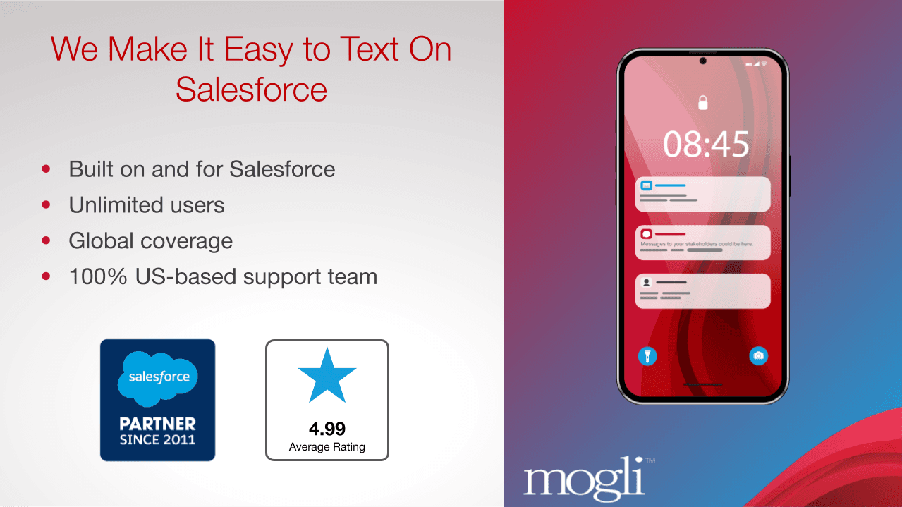 Easily send texts to anyone worldwide, directly from Salesforce.