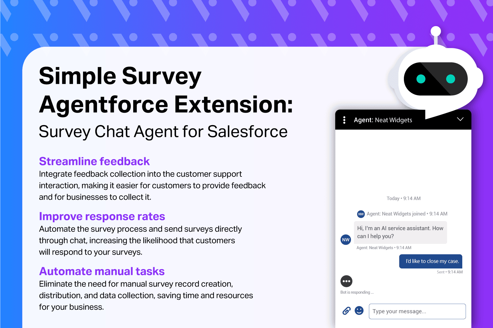 Combine the power of Agentforce with the power of Simple Survey by Vicasso.