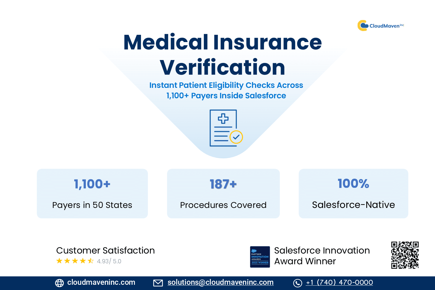 Instant patient eligibility checks across 1,100+ payers and 187+ procedures, all Salesforce-native