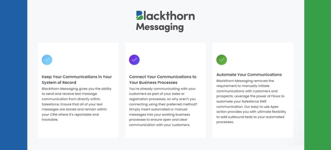 Salesforce App 5: Blackthorn Messaging key benefits