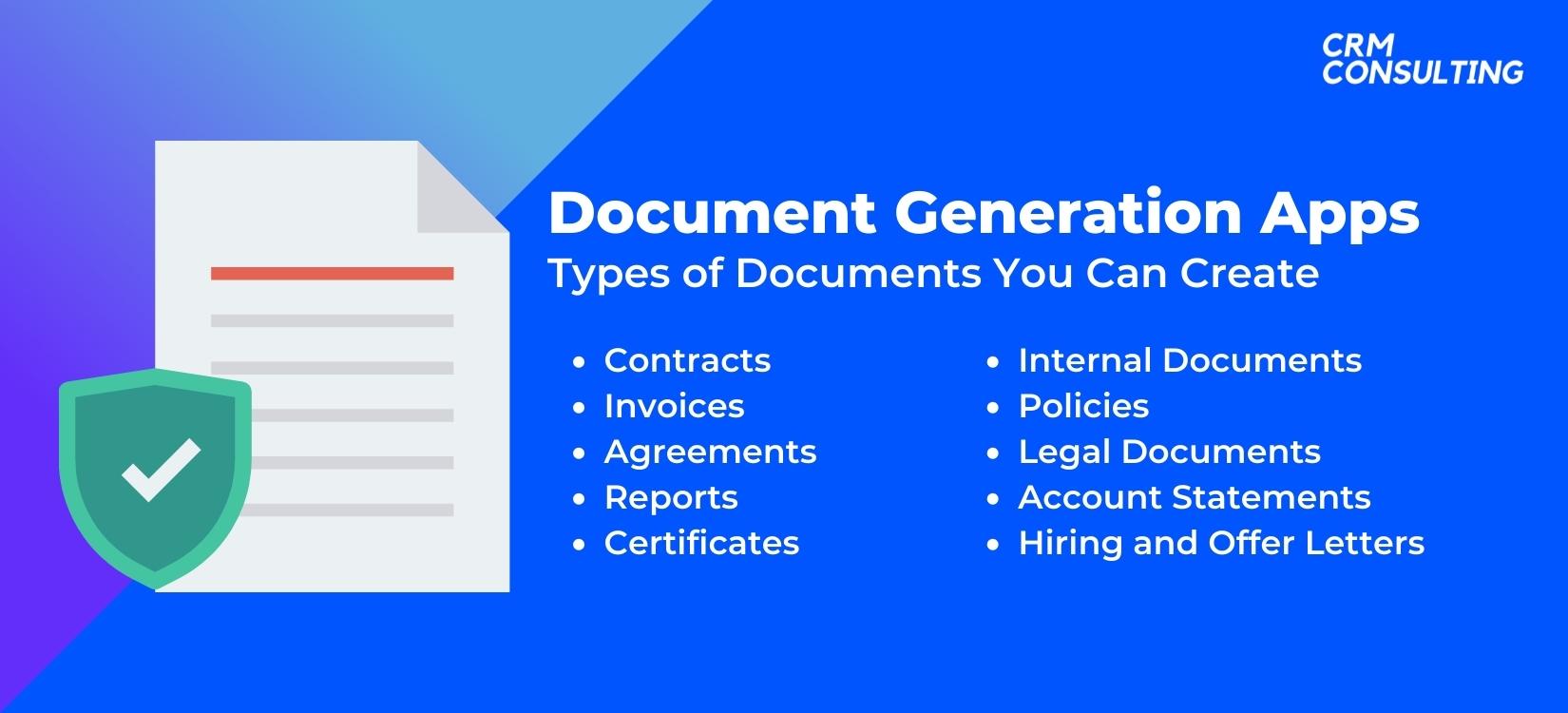 Document Generation types of document